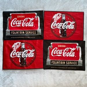 Vintage Coca Cola Fountain Service Drink Soda Table Dining Clothes Bundle of 4